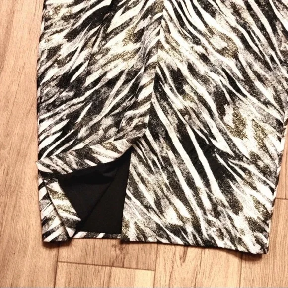 - Badgley Mischka CollectionZebra Print Dress Gold Black Size 6